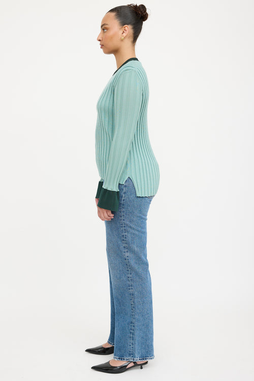 Celine Wool Two Tone Ribbed Sweater