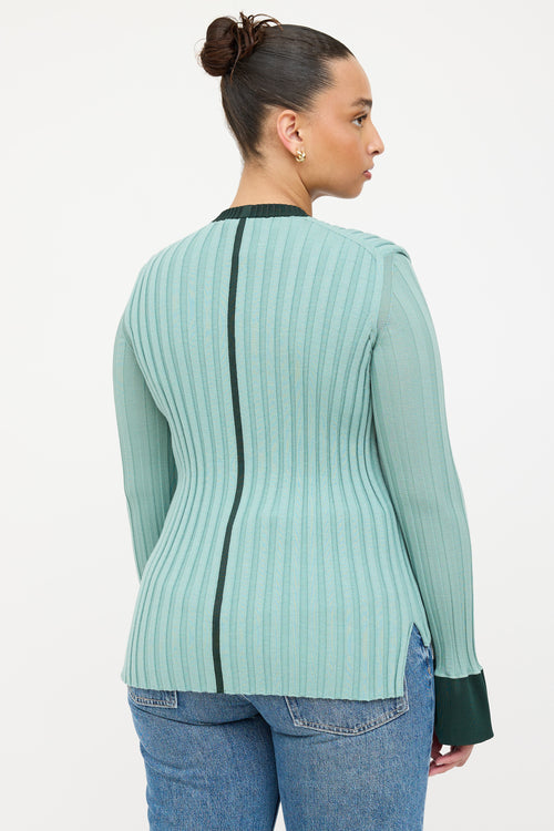 Celine Wool Two Tone Ribbed Sweater