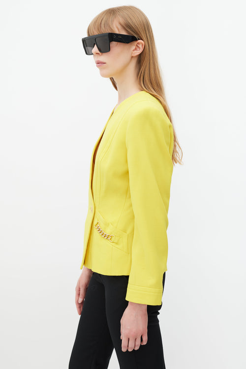 Celine Yellow & Gold Wool Padded Blazer