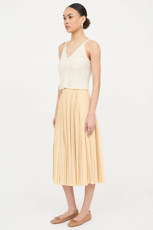 Celine Silk Jacquard Logo Pleated Skirt