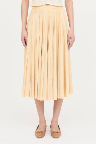 Celine Silk Jacquard Logo Pleated Skirt