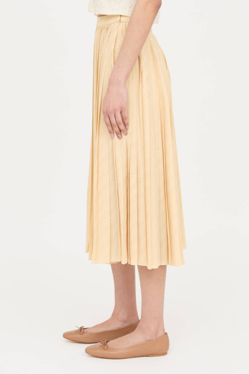 Celine Silk Jacquard Logo Pleated Skirt