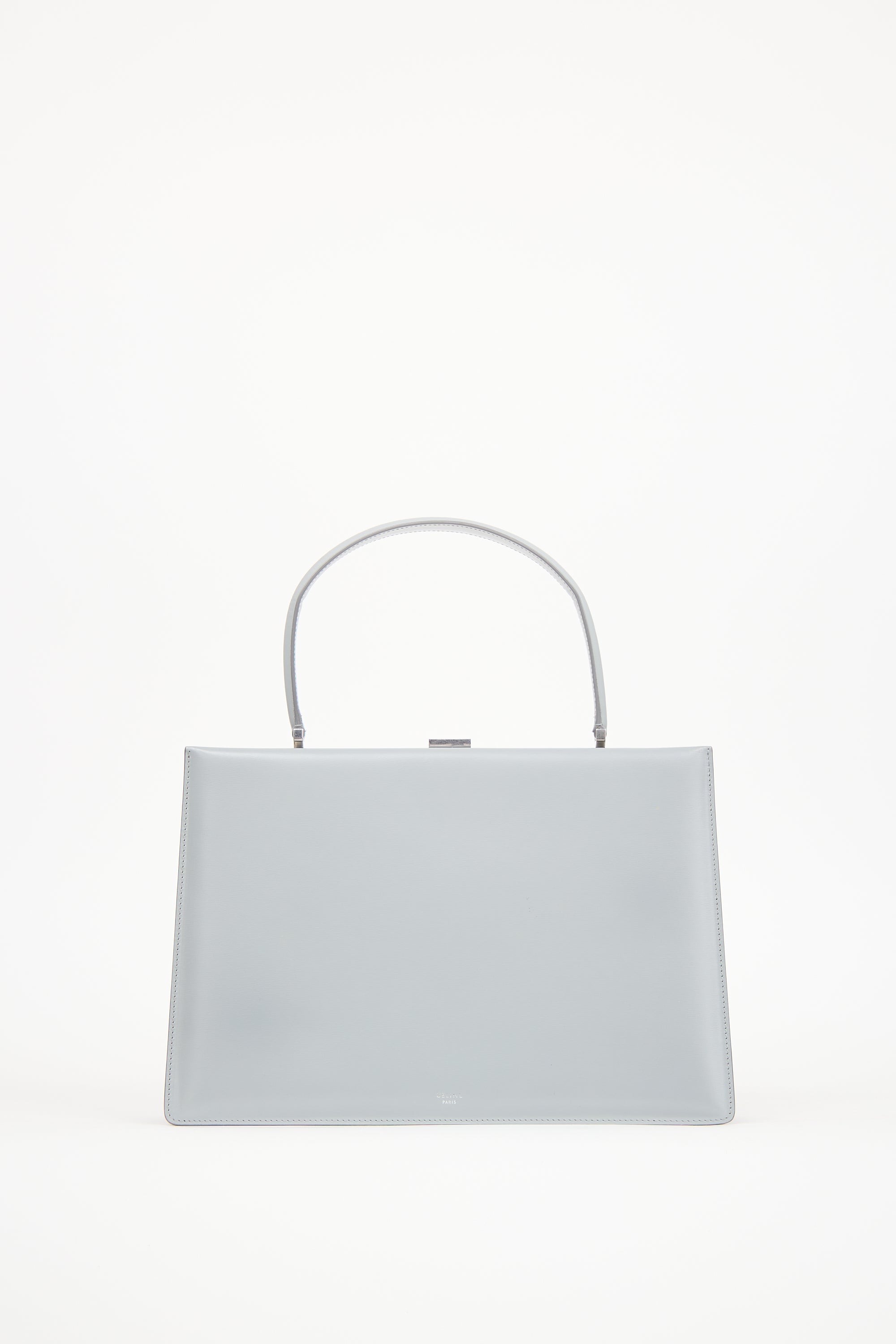 Celine Grey Leather Medium Clasp Bag