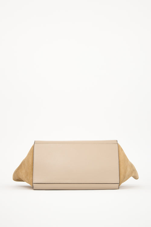 Celine Beige Leather & Suede Medium Trapeze Bag