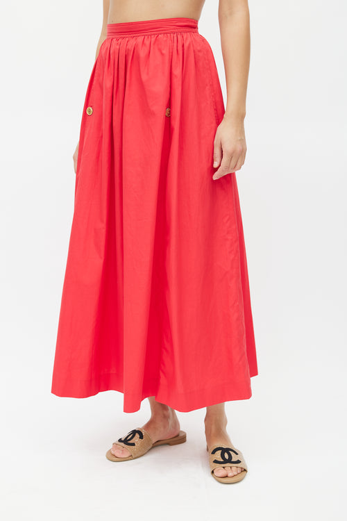 Chanel 1980s Red Bustier & Skirt Set