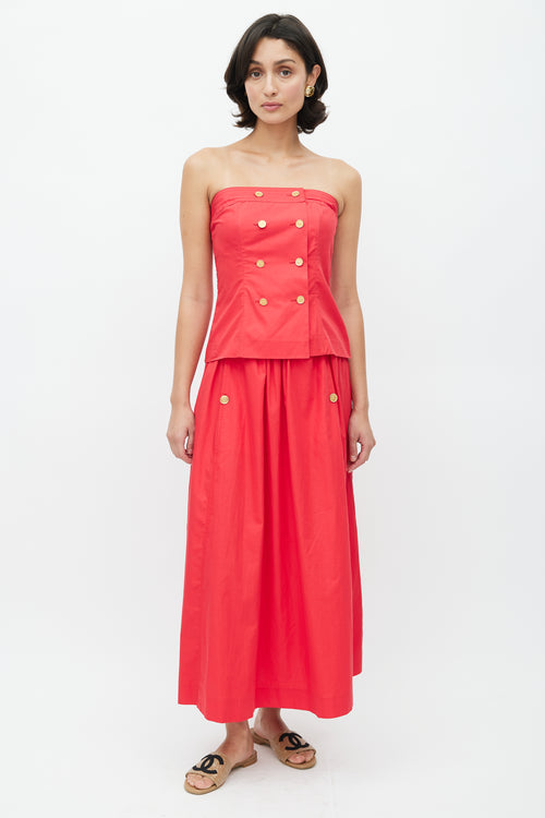 Chanel 1980s Red Bustier & Skirt Set