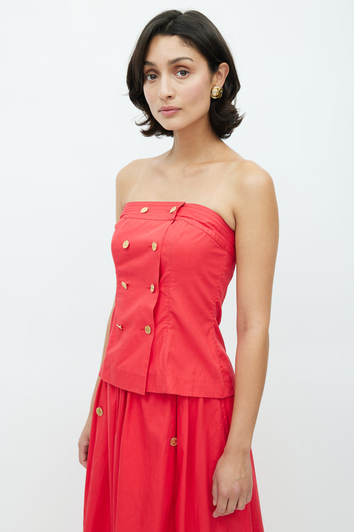 Chanel 1980s Red Bustier & Skirt Set