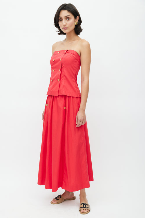 Chanel 1980s Red Bustier & Skirt Set