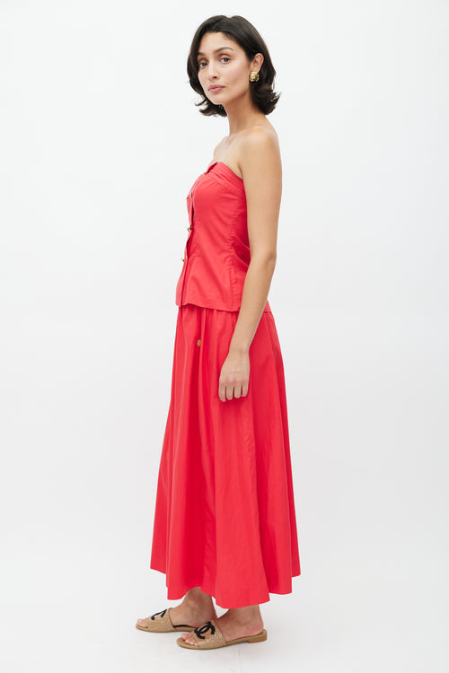 Chanel 1980s Red Bustier & Skirt Set