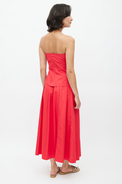 Chanel 1980s Red Bustier & Skirt Set