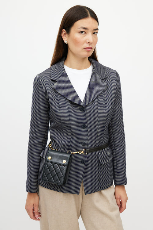 Chanel 1996 Black & Gold Quilted Leather Belt Bag