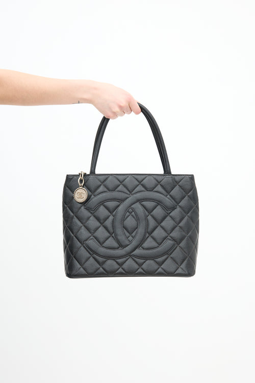 Chanel 2000 Black Quilted Leather Medallion Bag