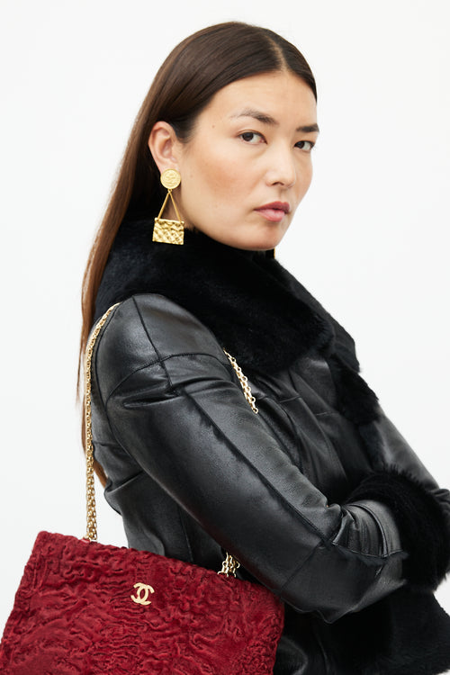 Chanel 2000 Red & Gold Fur Bag