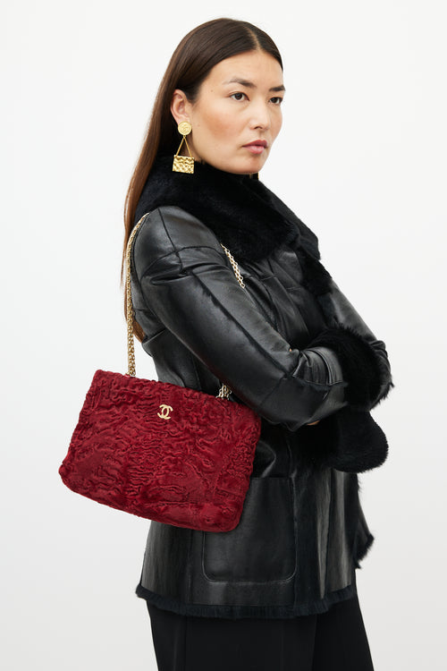 Chanel 2000 Red & Gold Fur Bag