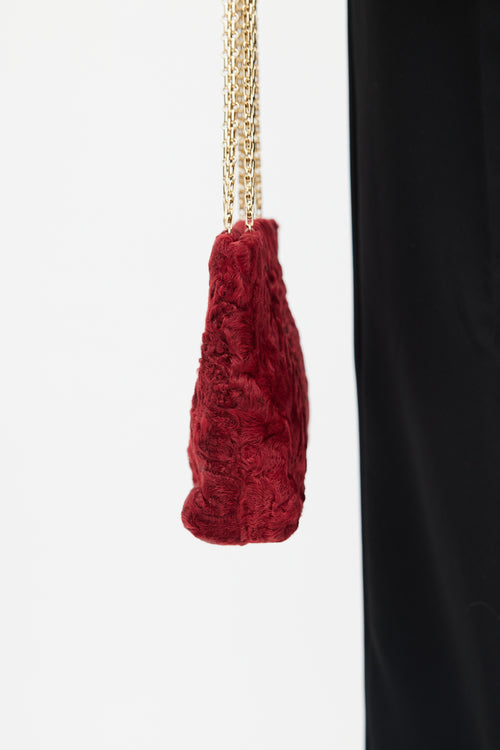 Chanel 2000 Red & Gold Fur Bag
