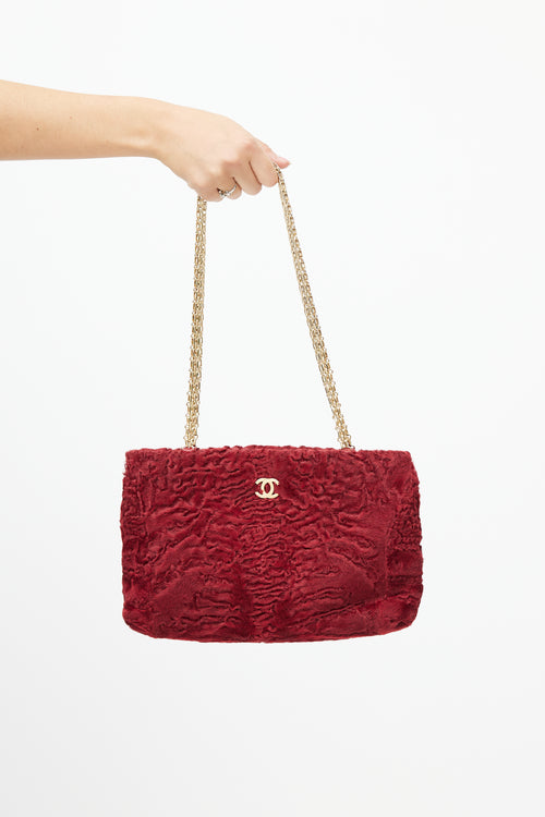 Chanel 2000 Red & Gold Fur Bag
