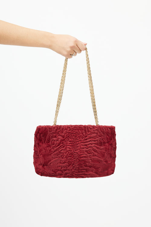 Chanel 2000 Red & Gold Fur Bag