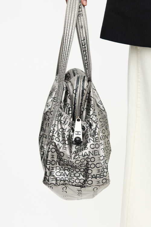 Chanel 2000s Silver Nylon Unlimited Tote Bag