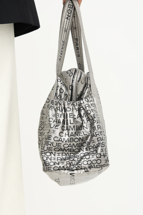 Chanel 2000s Silver Nylon Unlimited Tote Bag