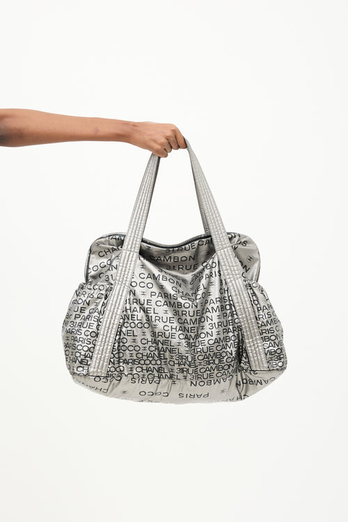 Chanel 2000s Silver Nylon Unlimited Tote Bag
