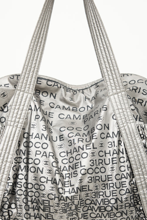 Chanel 2000s Silver Nylon Unlimited Tote Bag