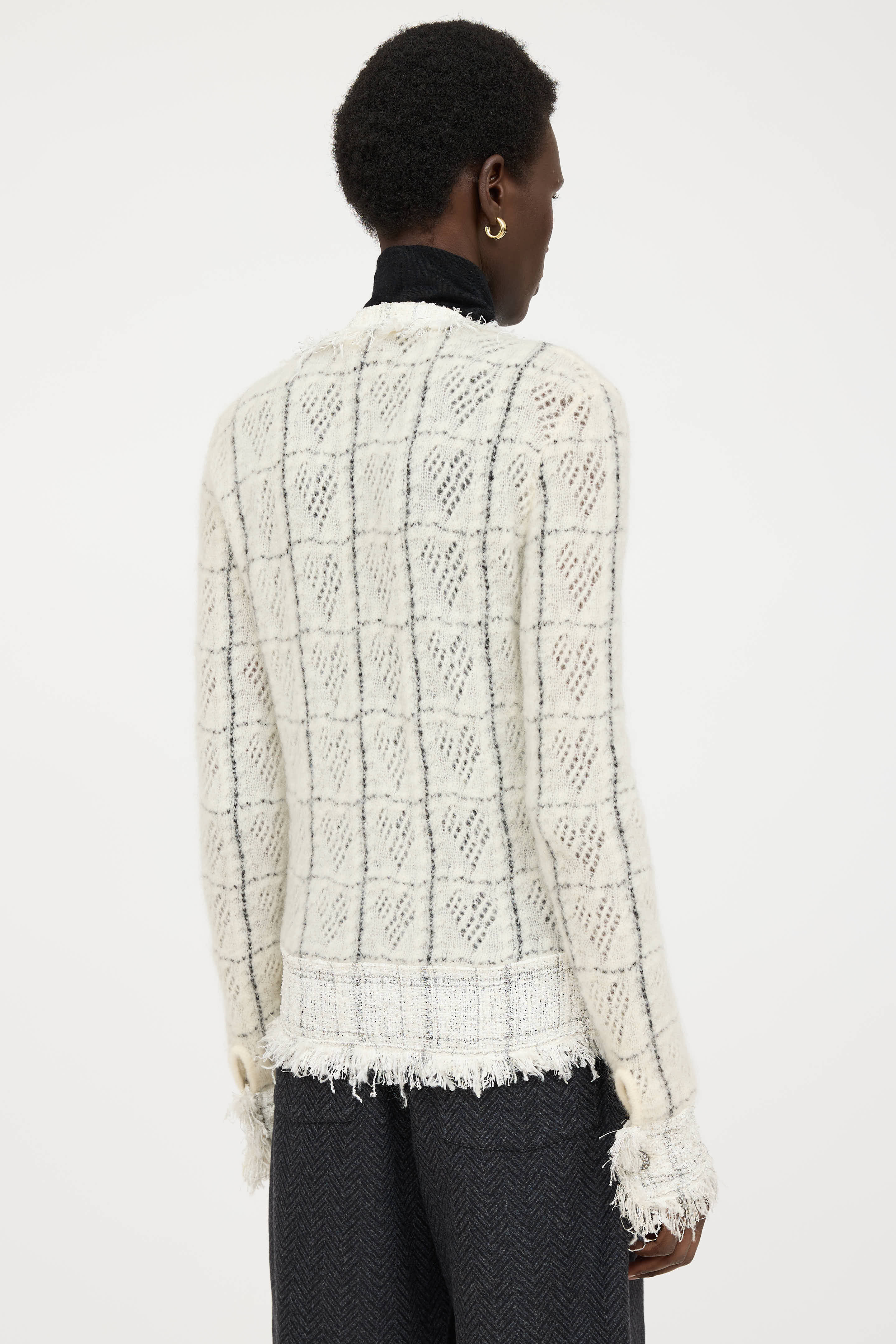 Chanel Fall 2005 Wool Check Knit Cardigan