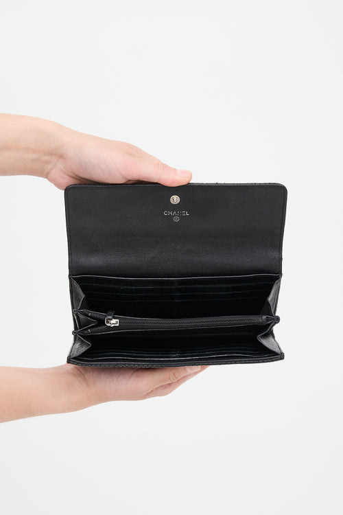 Chanel 2005 Perforated Leather Long Wallet