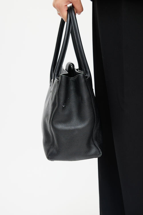 Chanel 2006 Black & Silver CC Executive Leather Tote