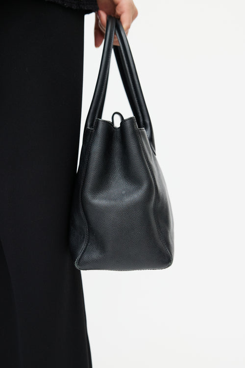 Chanel 2006 Black & Silver CC Executive Leather Tote