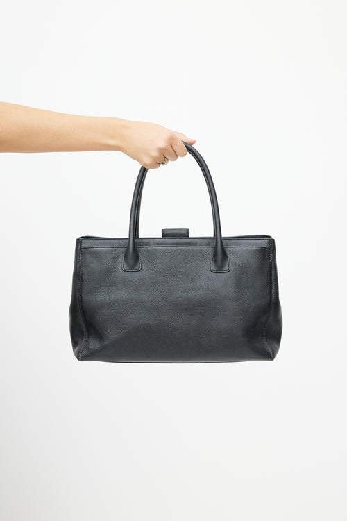 Chanel 2006 Black & Silver CC Executive Leather Tote