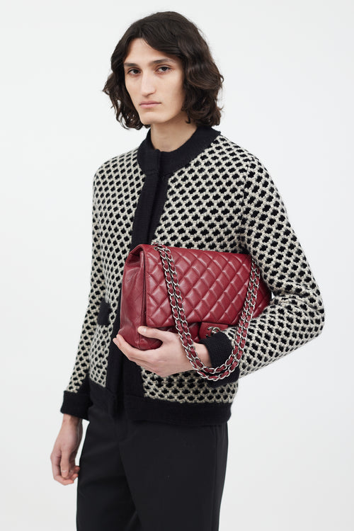 2010 Burgundy Quilted Leather Maxi Single Flap Bag