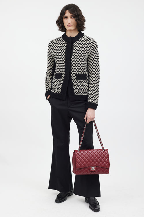 2010 Burgundy Quilted Leather Maxi Single Flap Bag