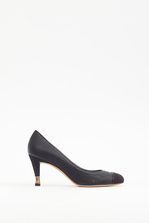 Chanel Spring 2012 Black & Gold Leather CC Tip Heel
