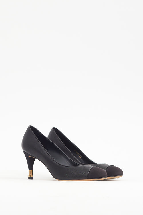 Chanel Spring 2012 Black & Gold Leather CC Tip Heel
