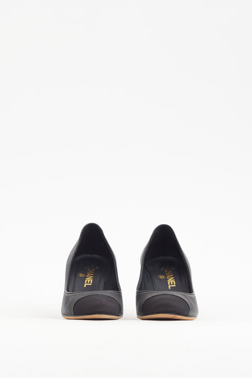 Chanel Spring 2012 Black & Gold Leather CC Tip Heel
