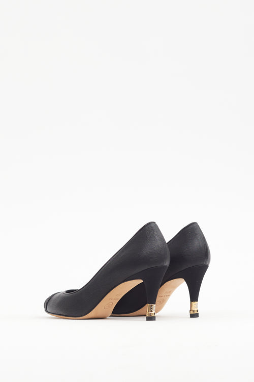 Chanel Spring 2012 Black & Gold Leather CC Tip Heel