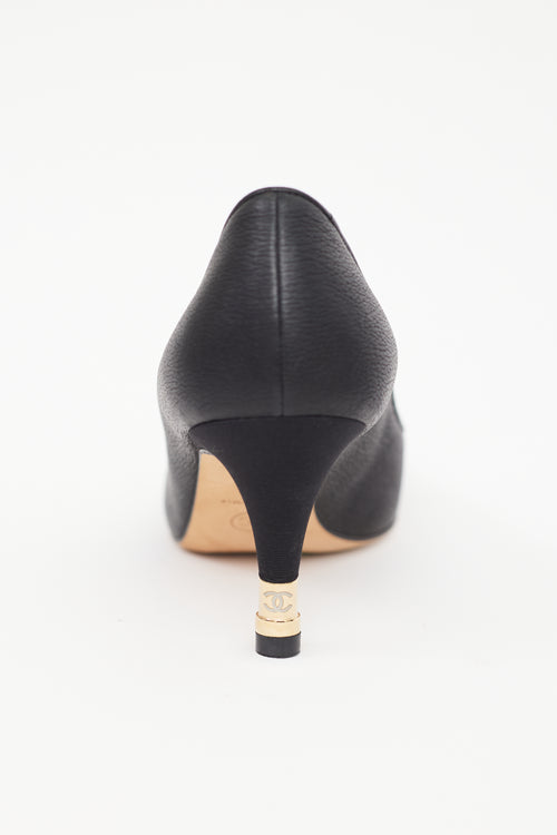 Chanel Spring 2012 Black & Gold Leather CC Tip Heel