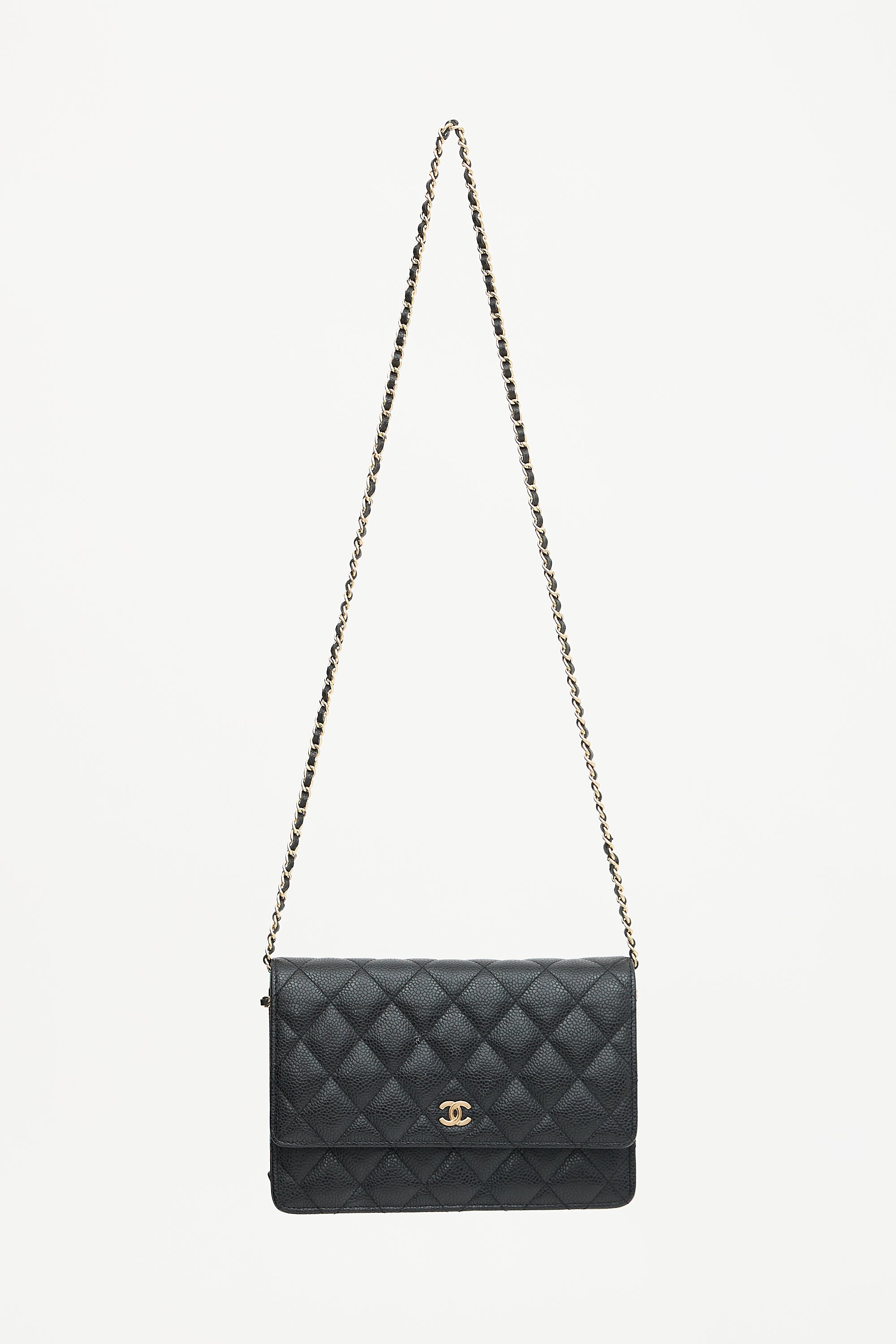 Chanel 2012 Quilted Caviar Wallet On Chain Bag