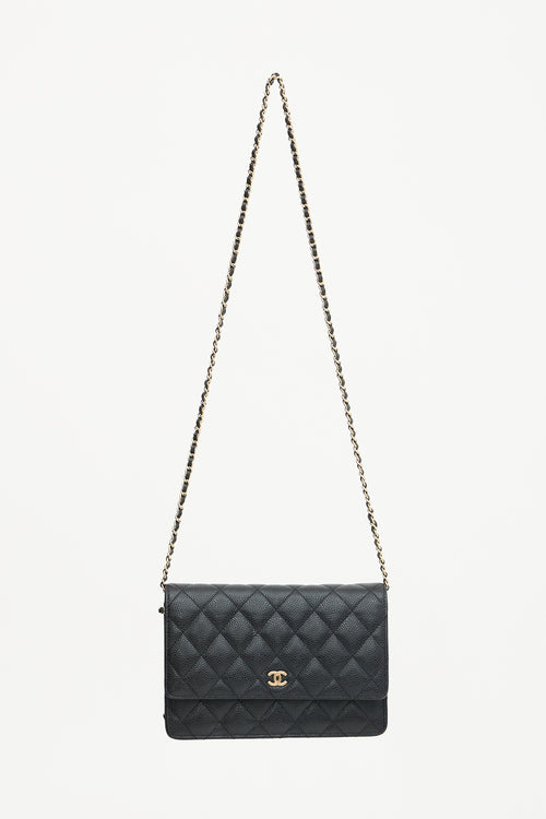 Chanel 2012 Quilted Caviar Wallet On Chain Bag