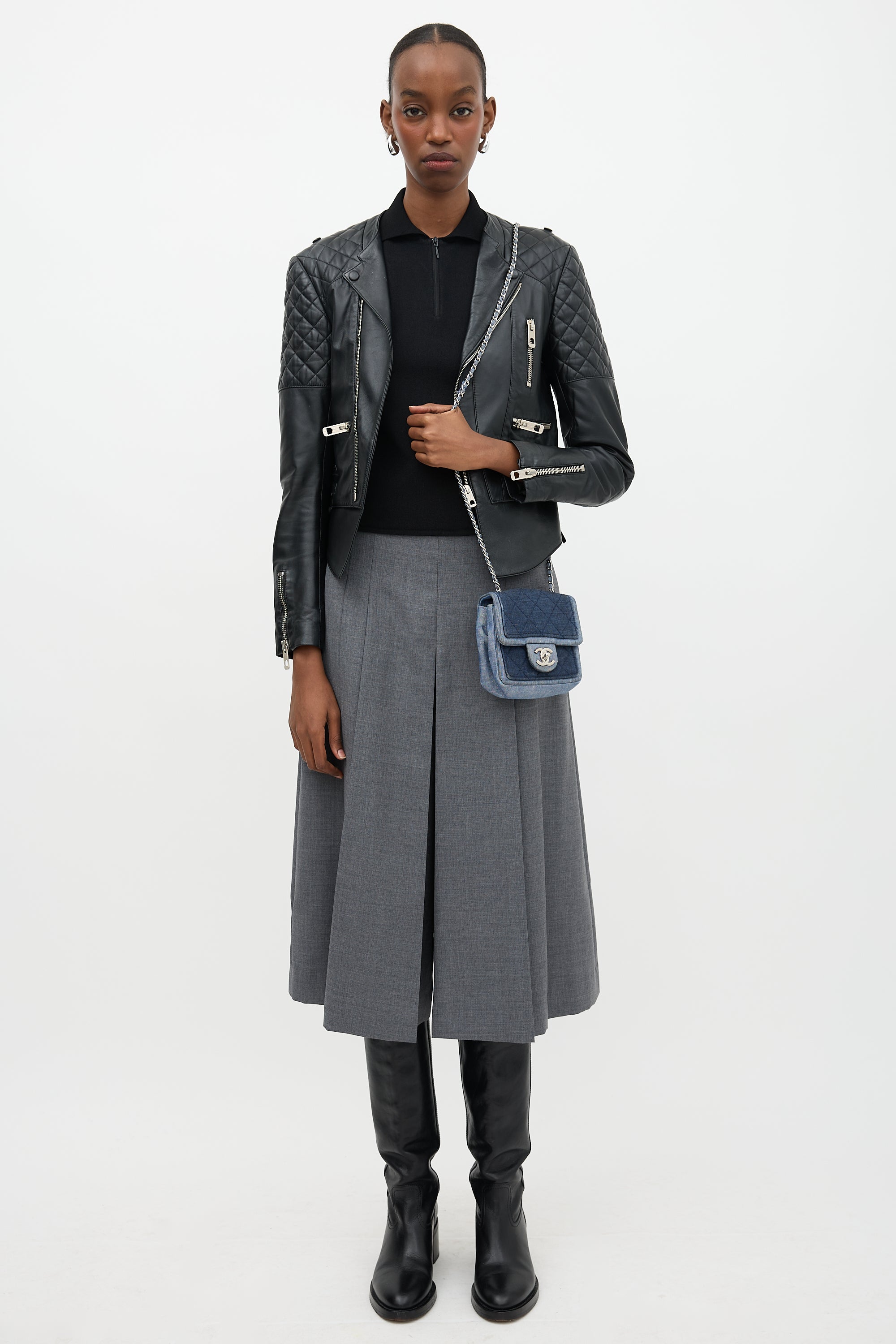 Chanel 2014 Denim Classic Flap Mini Medallion Bag
