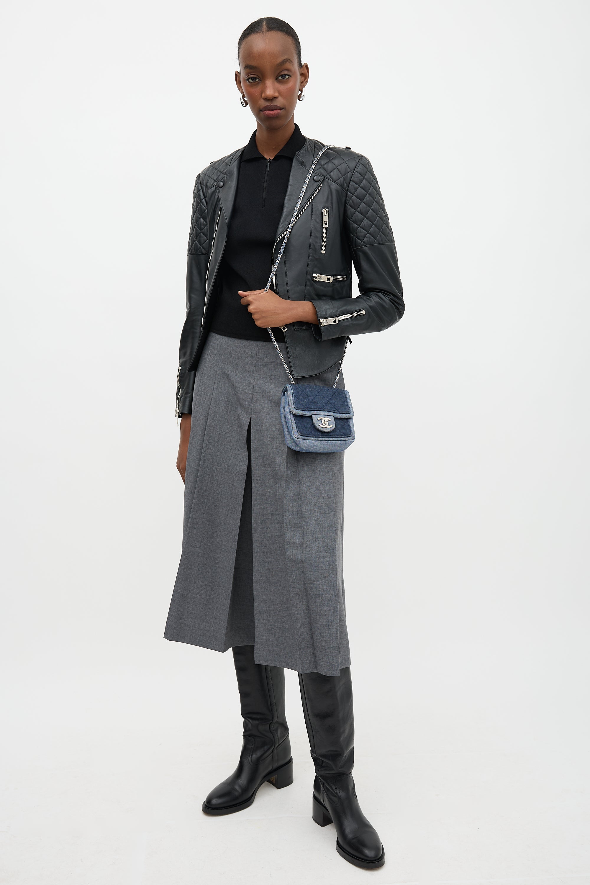 Chanel 2014 Denim Classic Flap Mini Medallion Bag