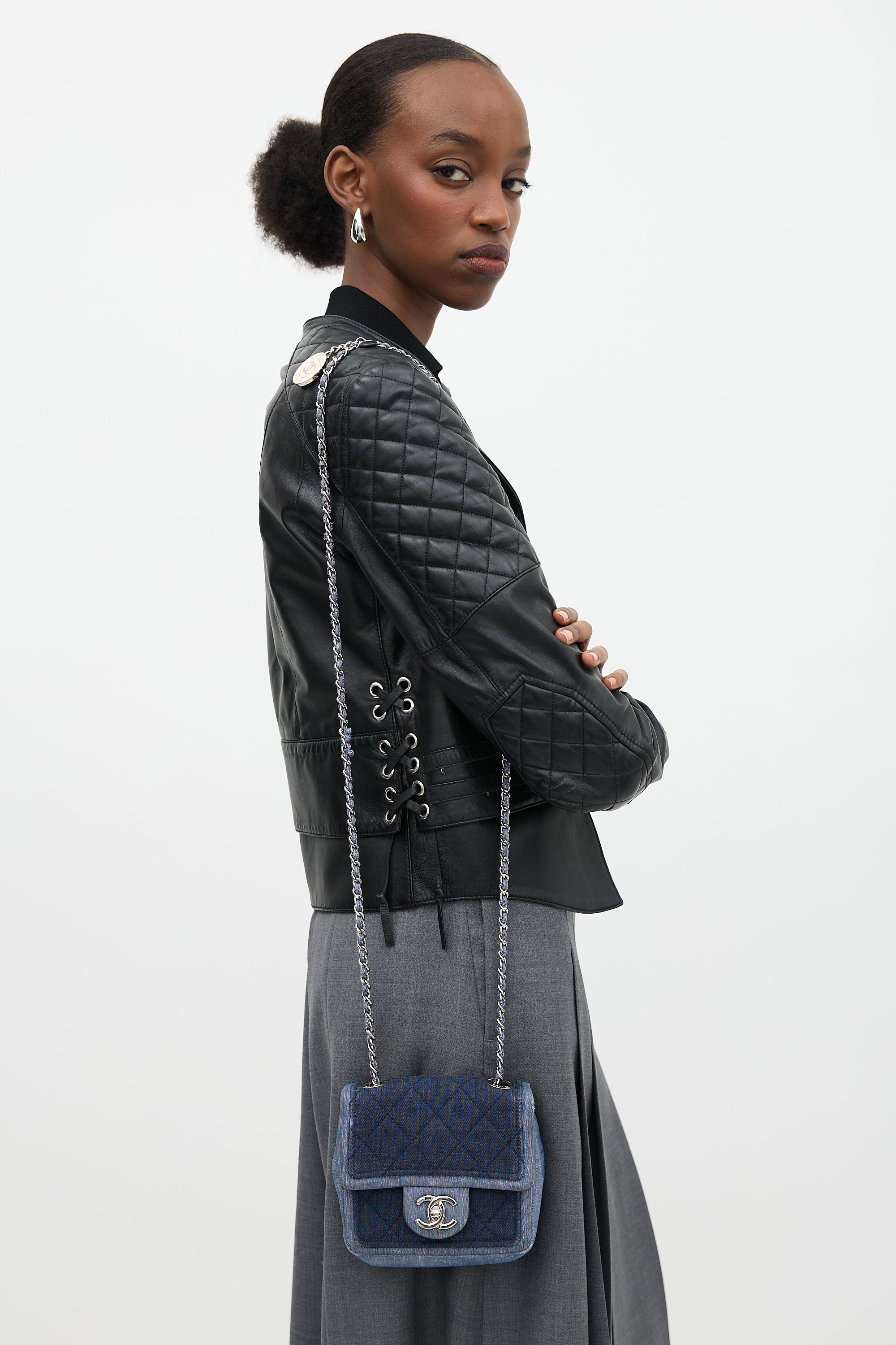 Chanel 2014 Denim Classic Flap Mini Medallion Bag