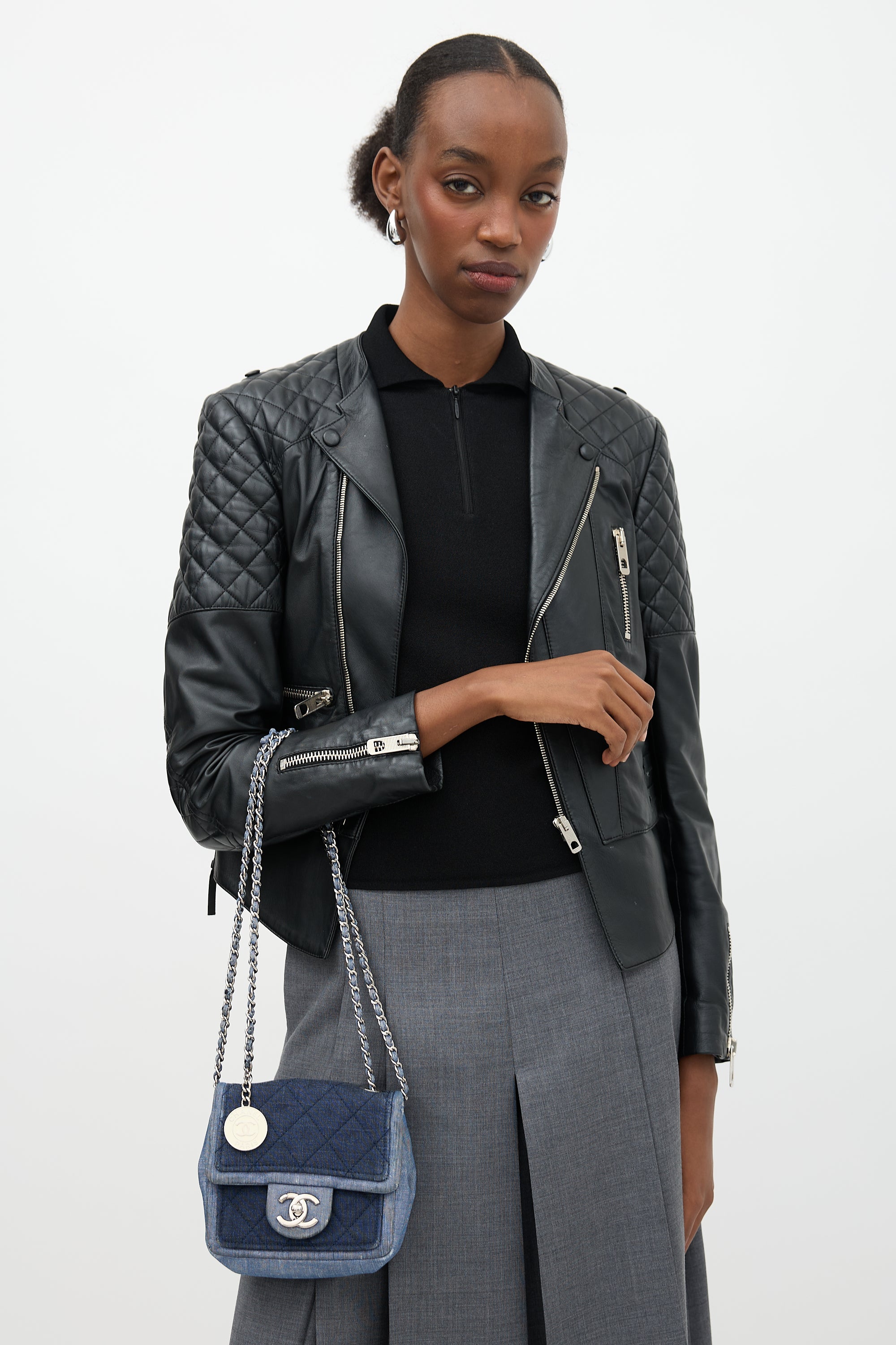 Chanel 2014 Denim Classic Flap Mini Medallion Bag