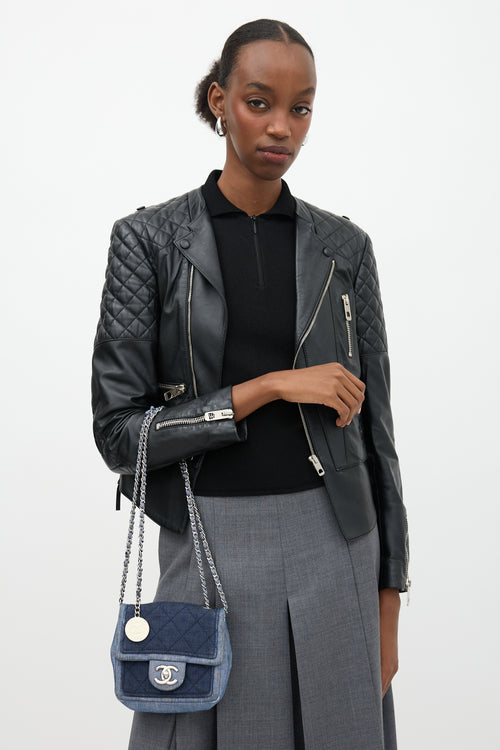 Chanel 2014 Denim Classic Flap Mini Medallion Bag