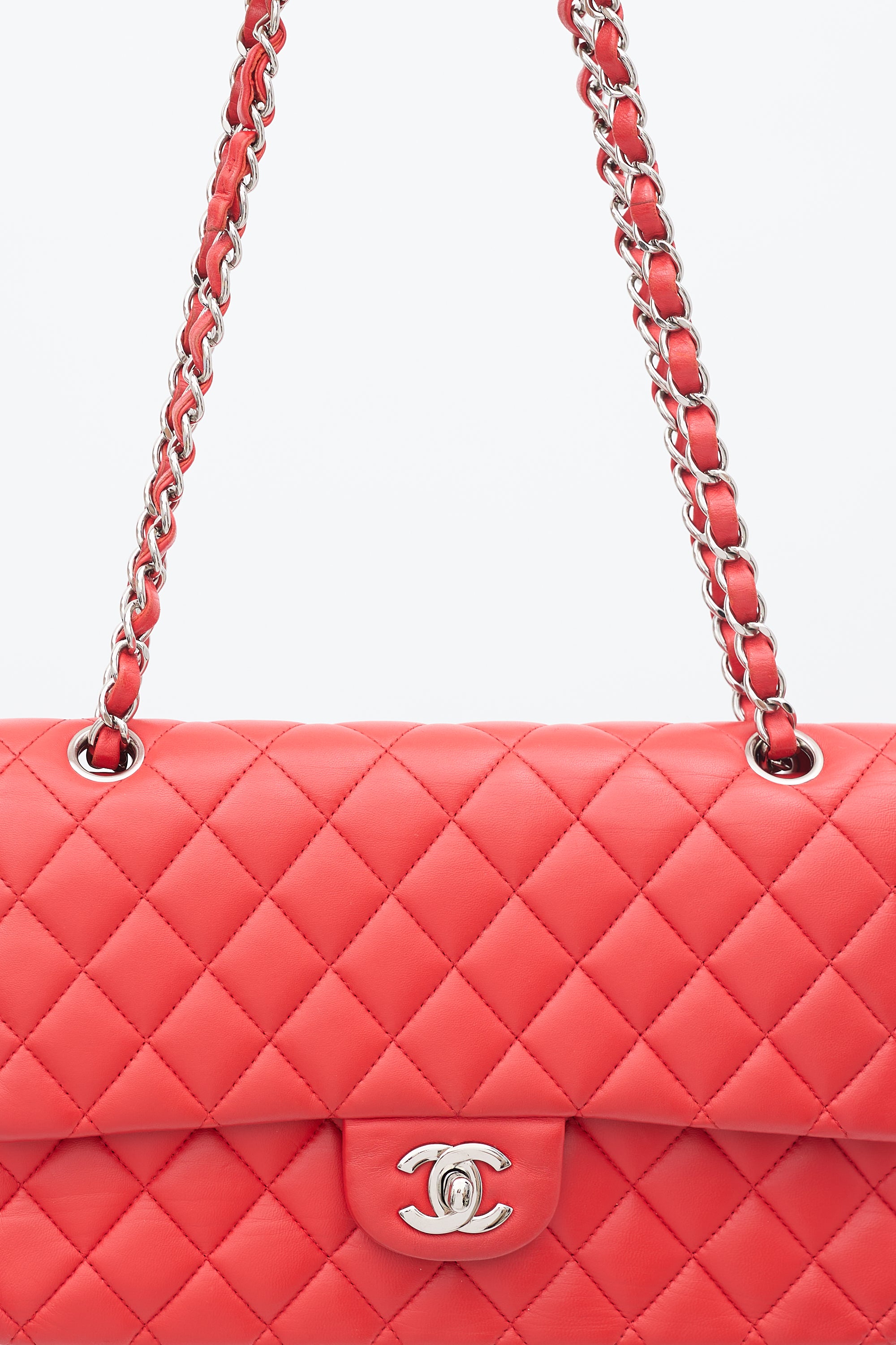 Chanel 2016 Red Leather Medium Double Flap Bag