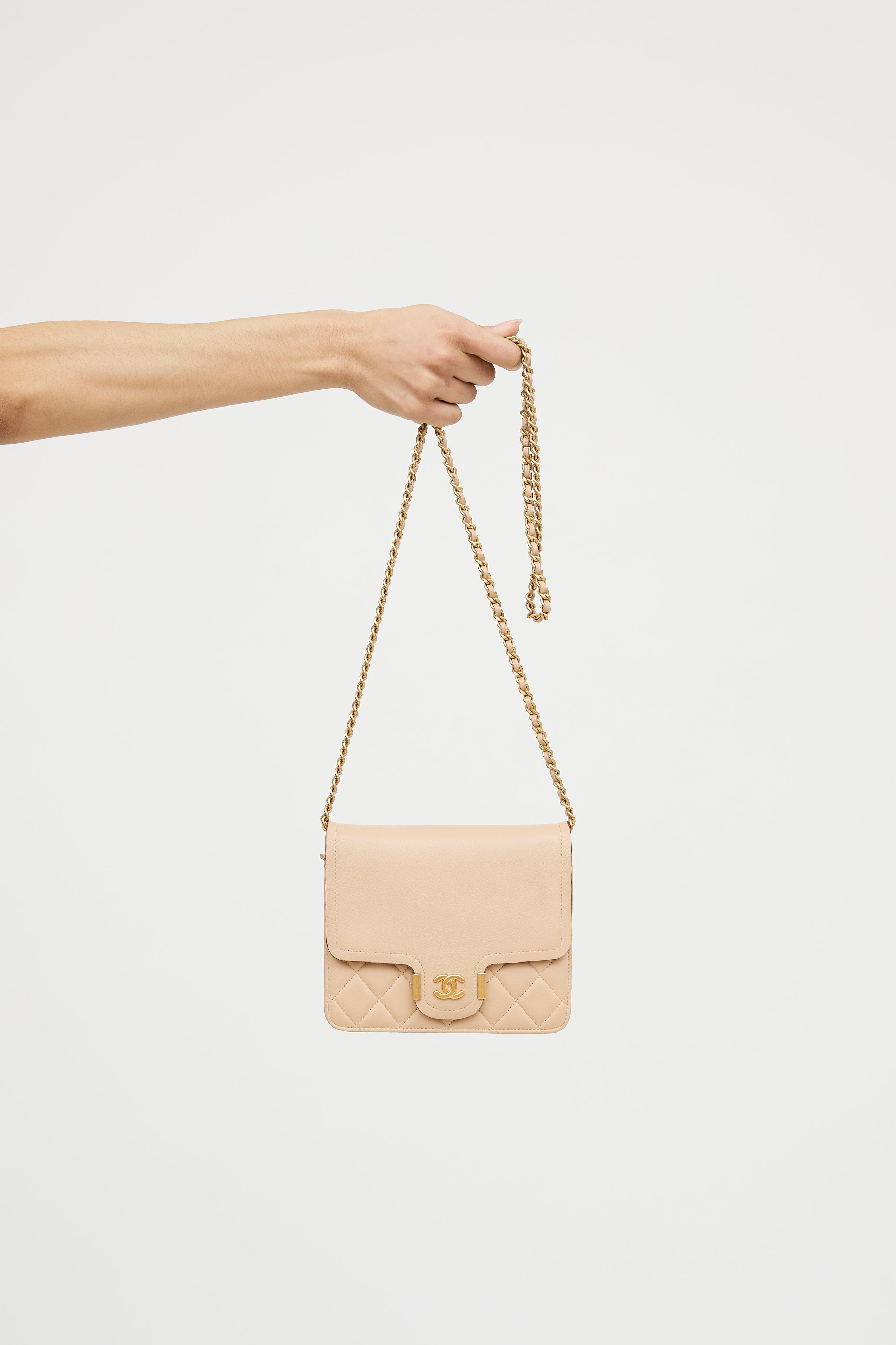 Chanel 2018 Leather Archi Chic Wallet On Chain Bag