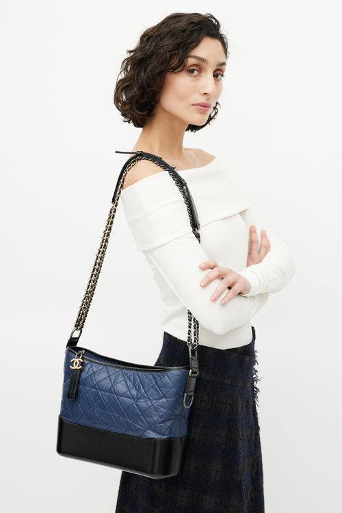 Chanel 2018 Black & Navy Gabrielle Crossbody Bag