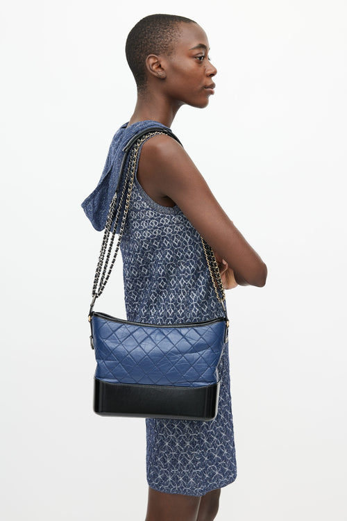 Chanel 2018  Navy & Black Quilted Gabrielle Shoulder Bag