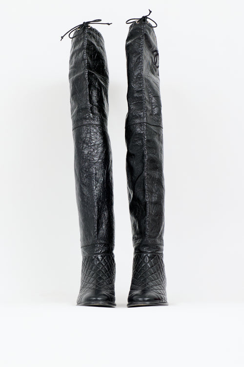 Chanel 2018 Leather CC Thigh Boot