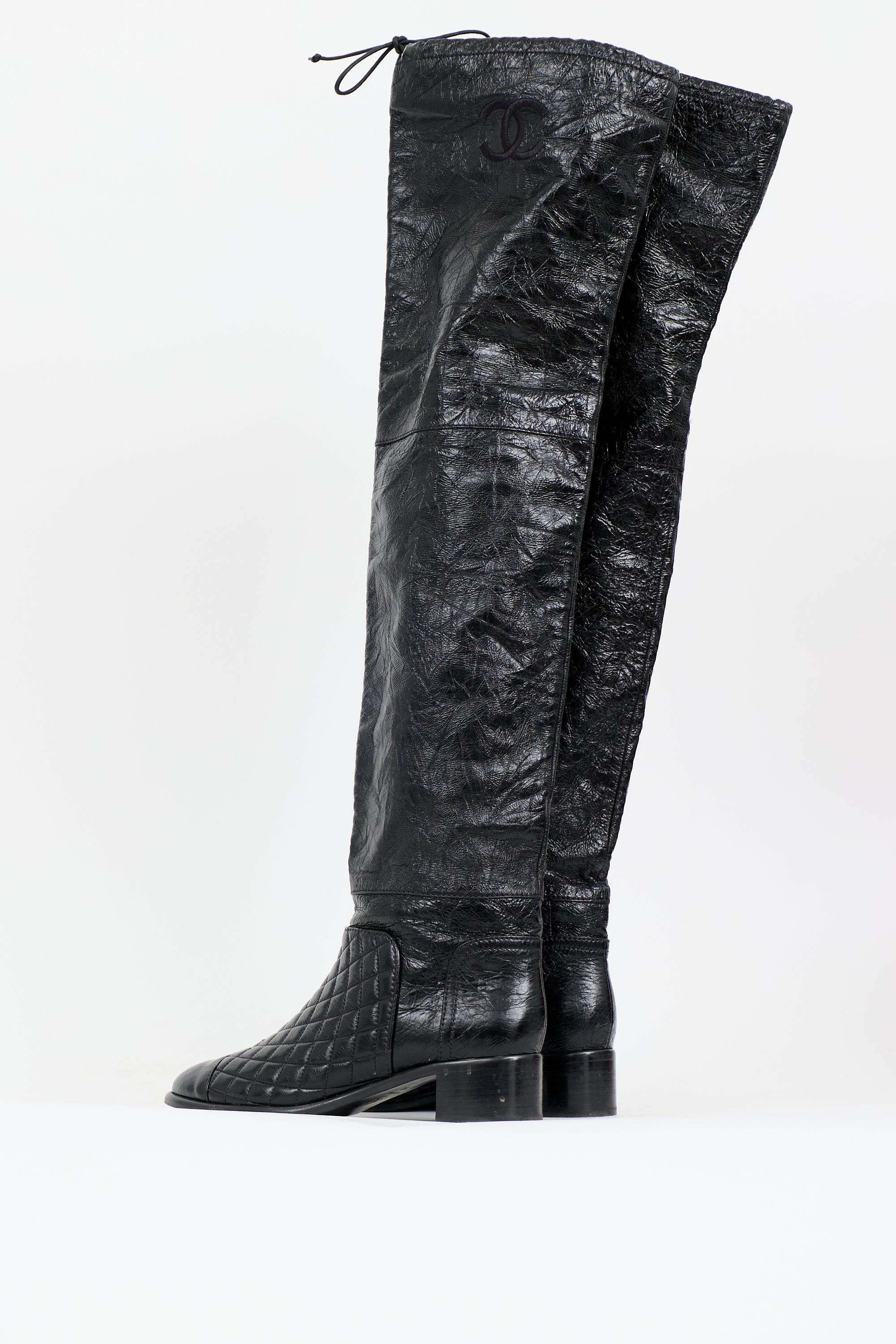Chanel 2018 Leather CC Thigh Boot